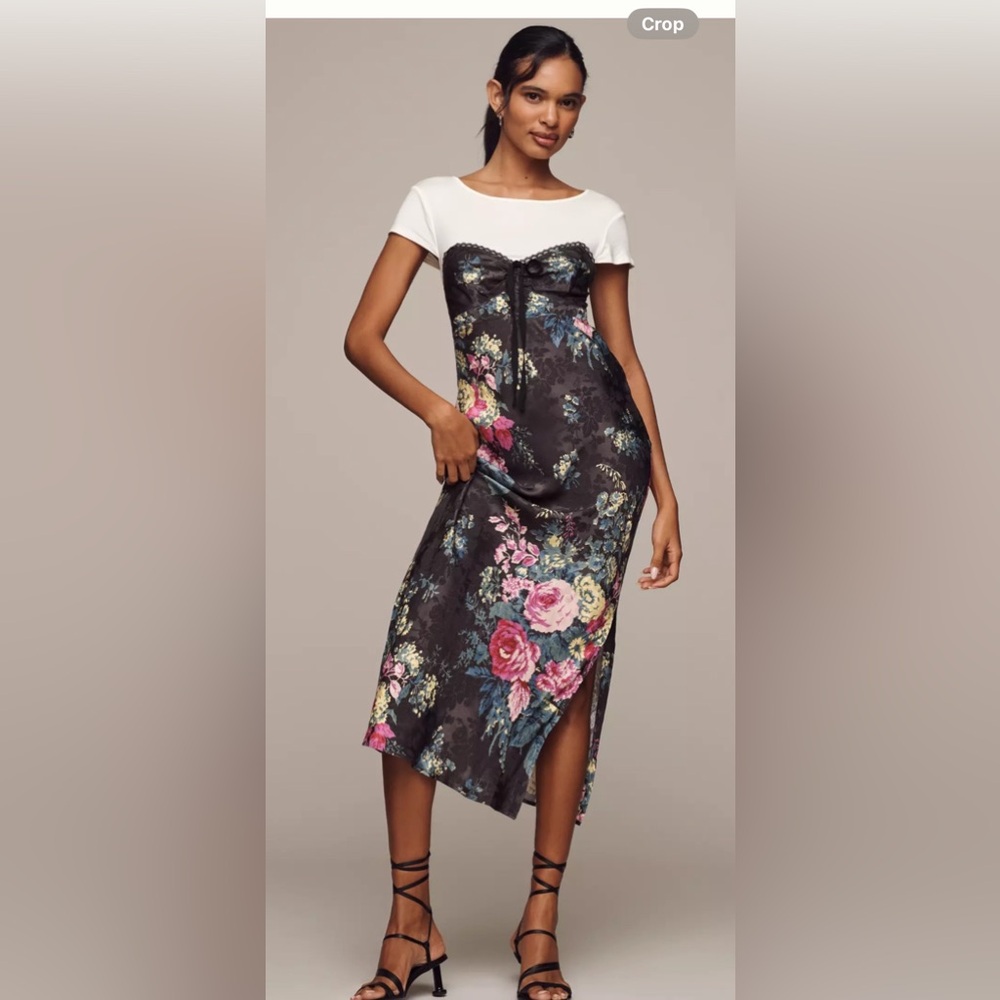 Anthropologie size M Twofer midi slip dress
